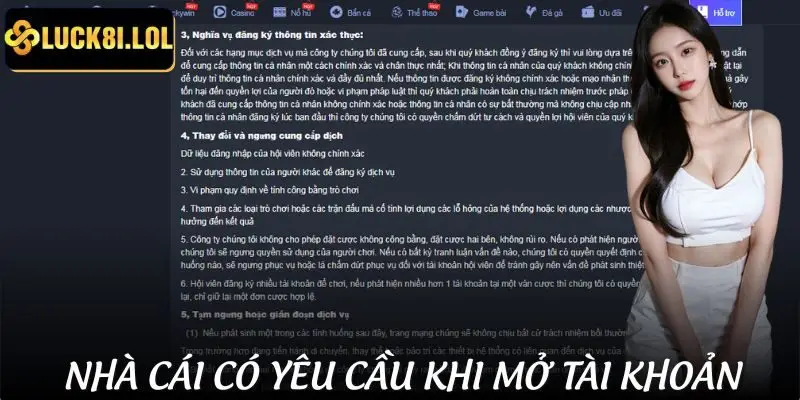 Điều kiện bắt buộc trước khi đăng ký LUCK8